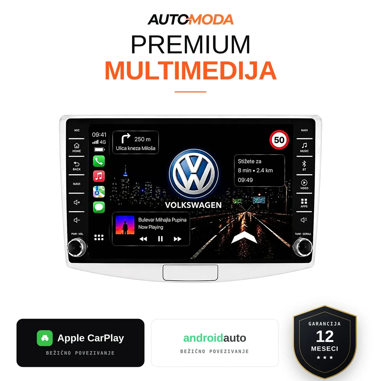 Volkswagen Passat B6/B7 multimedija 10" (sa dugmadima) — Android, CarPlay, navigacija