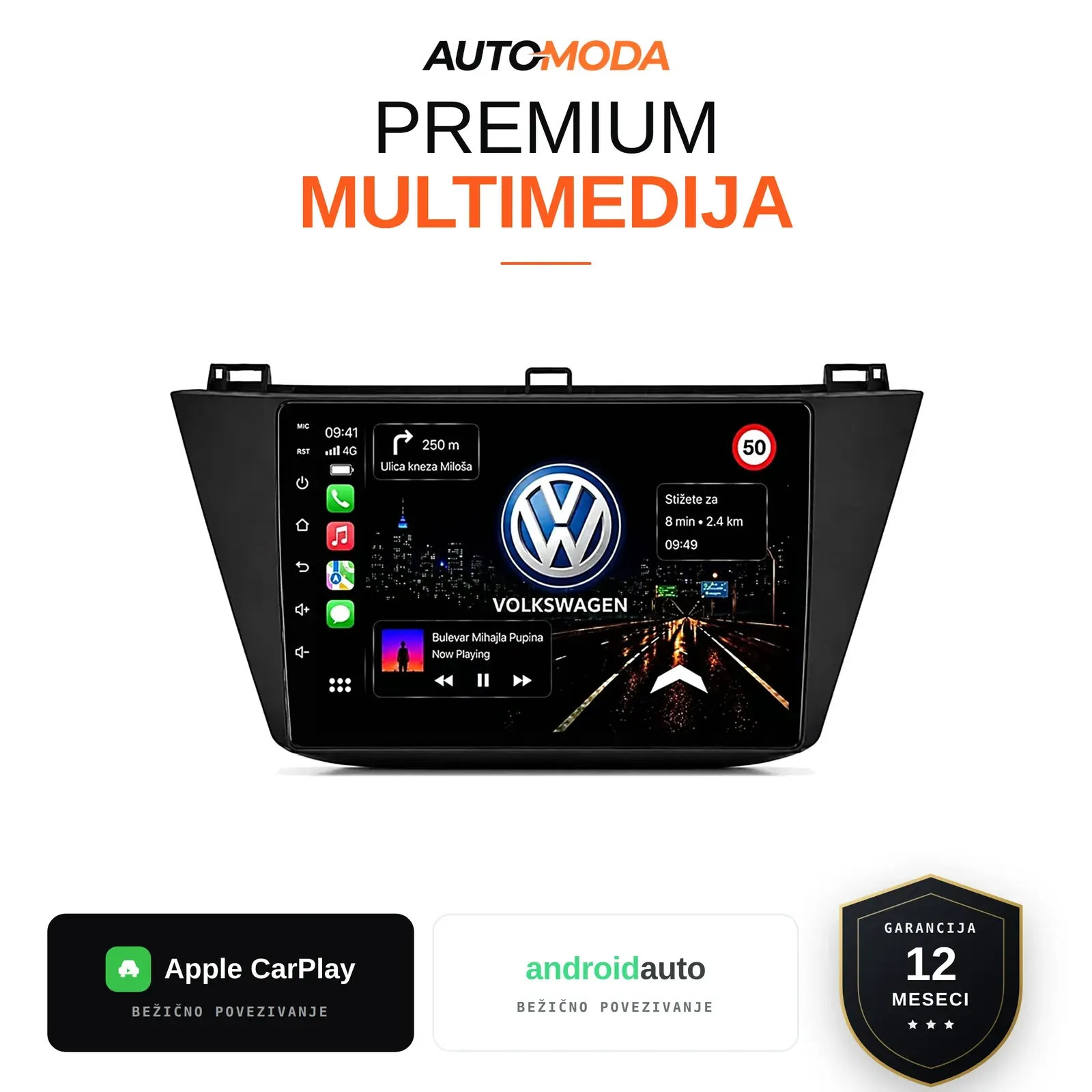 Volkswagen Tiguan multimedija 10" — Android, CarPlay, navigacija
