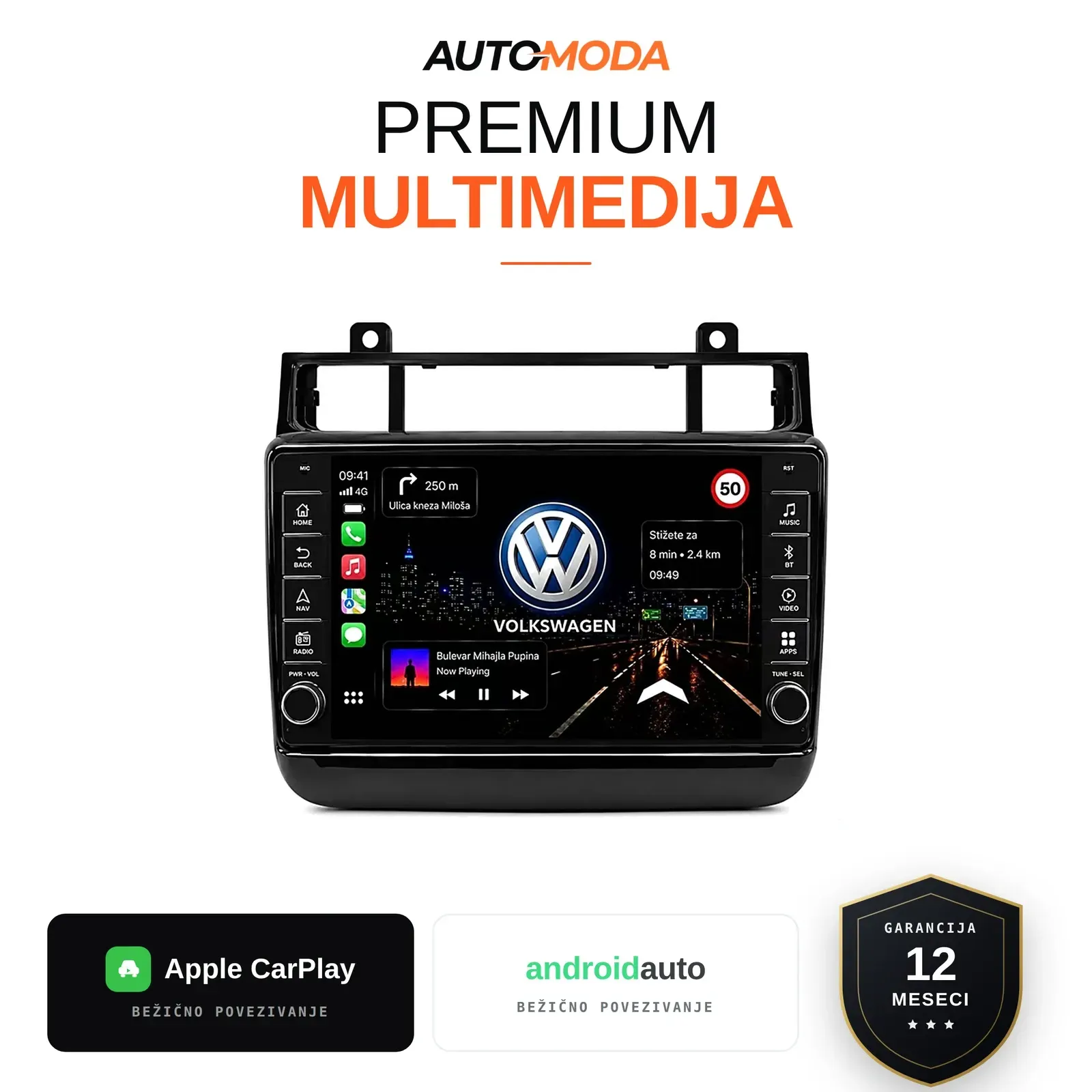 Volkswagen Touareg multimedija 10" (verzija 3, sjajno crna) — Android, CarPlay, navigacija