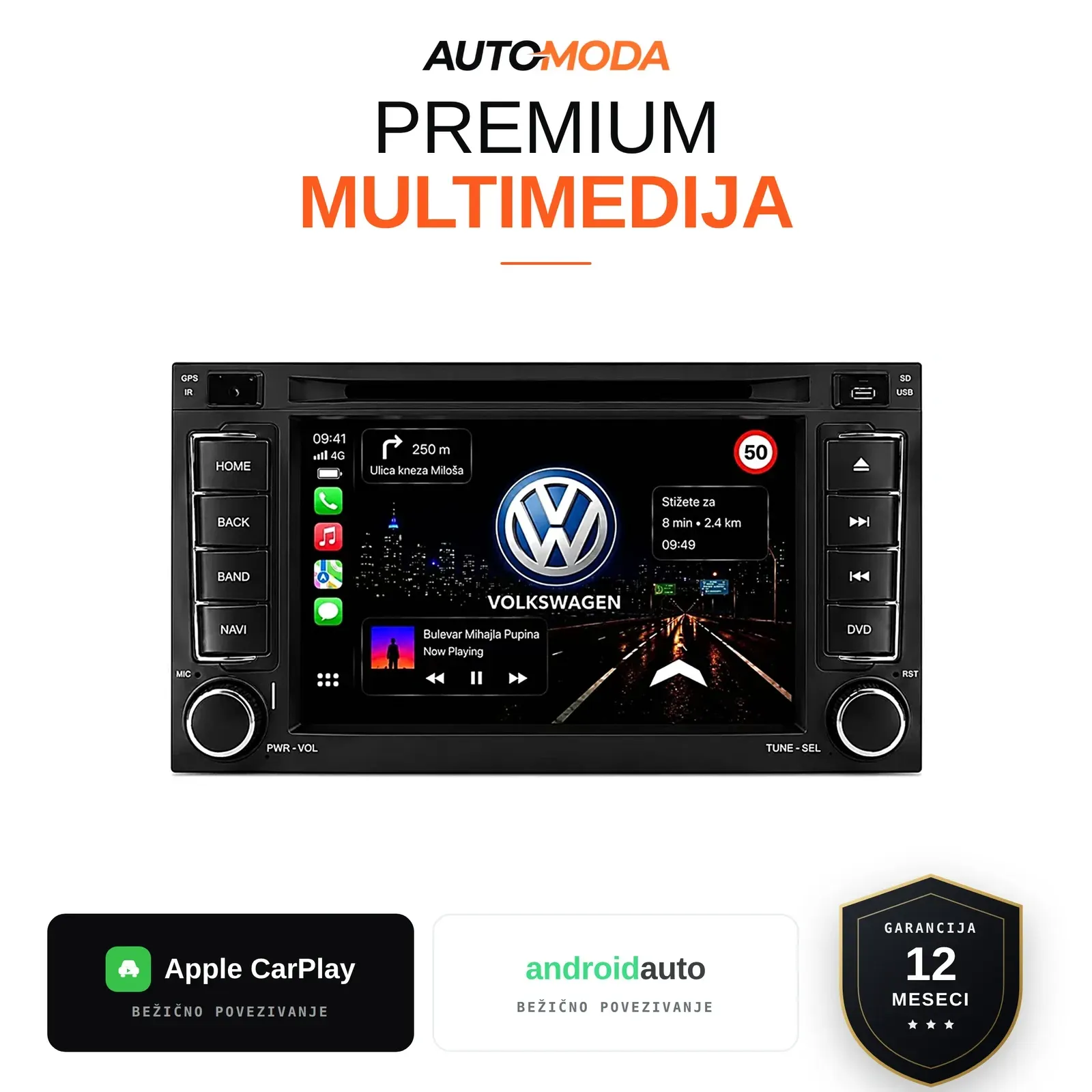 Volkswagen Touareg multimedija 7" (double-DIN) — Android, CarPlay, navigacija